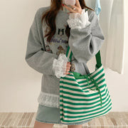 Metro Striped Canvas Shoulder Tote