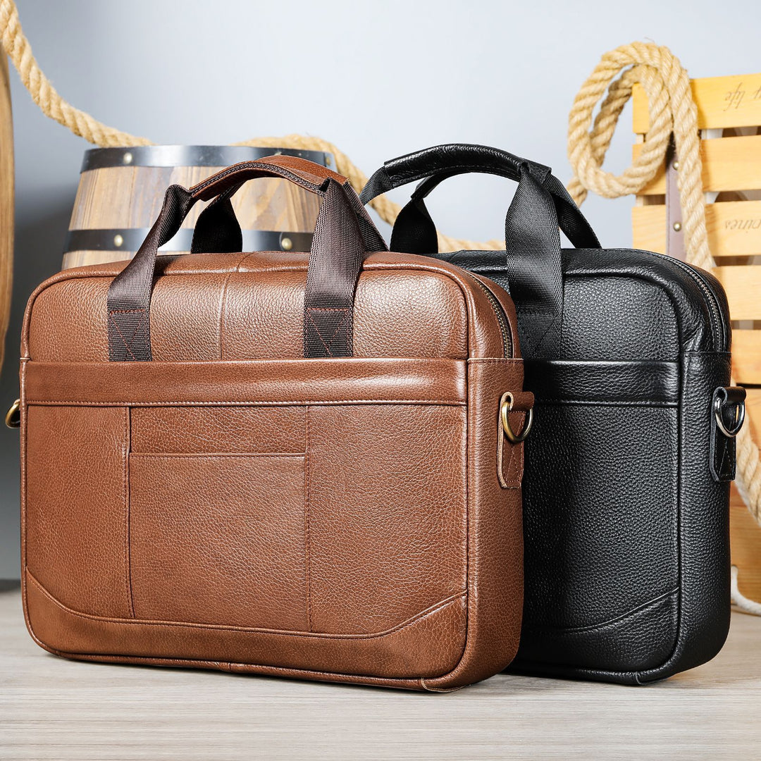 Men's Official Document Leather Casual Computer Bag Shoulder Crossbody