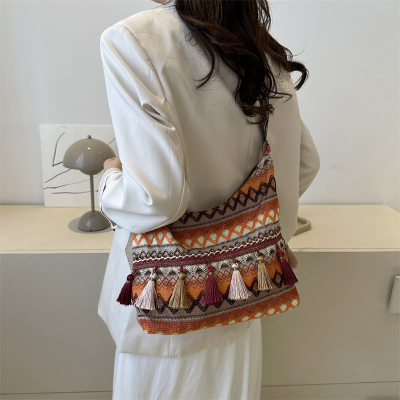 Simple Shoulder Retro Ethnic Style Large Capacity Bag