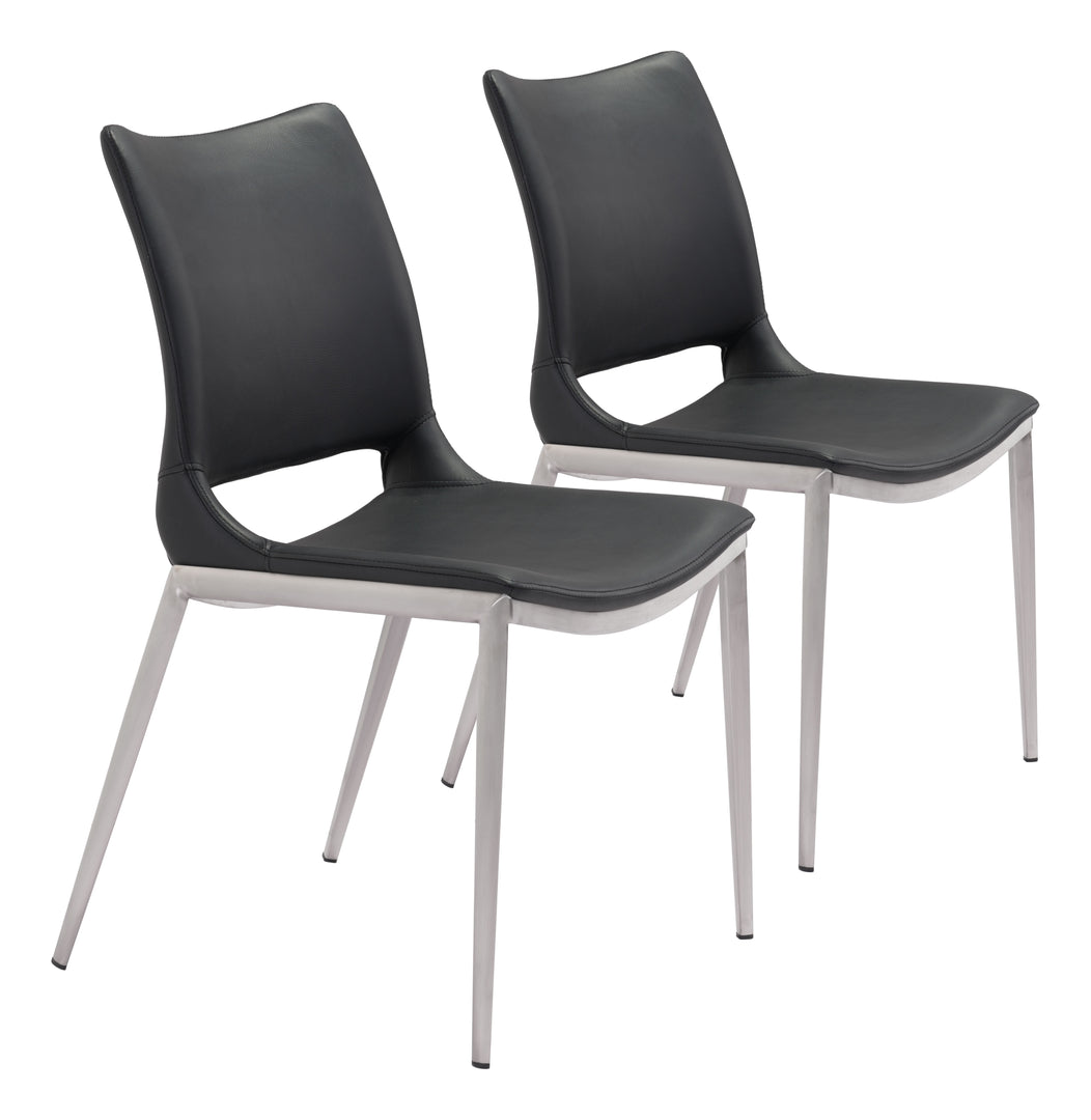 Ace Dining Chair (Set of 2) Black & Silver