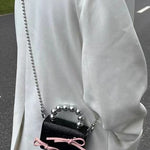 Load image into Gallery viewer, Textured Cute Bow Mini Chain Evening Handbag
