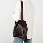 Load image into Gallery viewer, Lazy And Comfortable Pleated Top Layer Cowhide Bucket Bag
