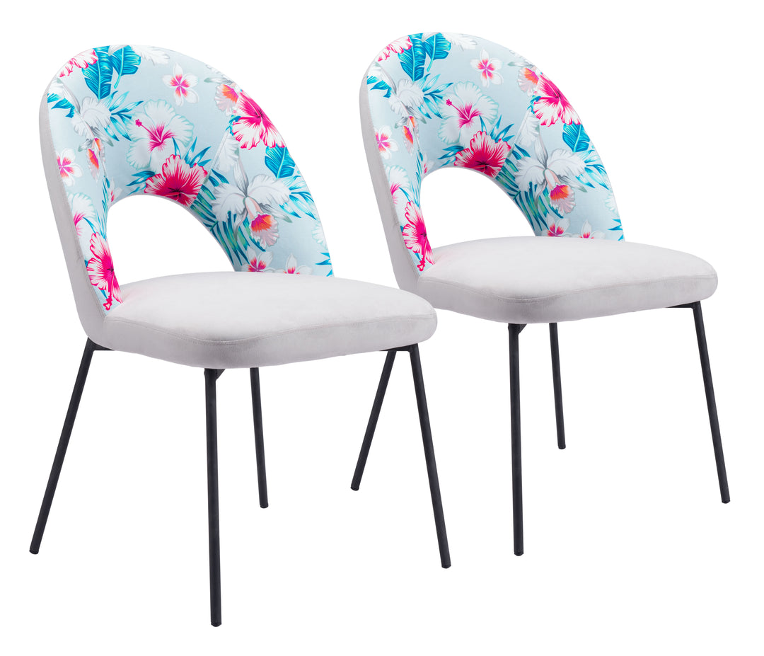 Torrey Dining Chair (Set of 2) Multicolor Print & Gray